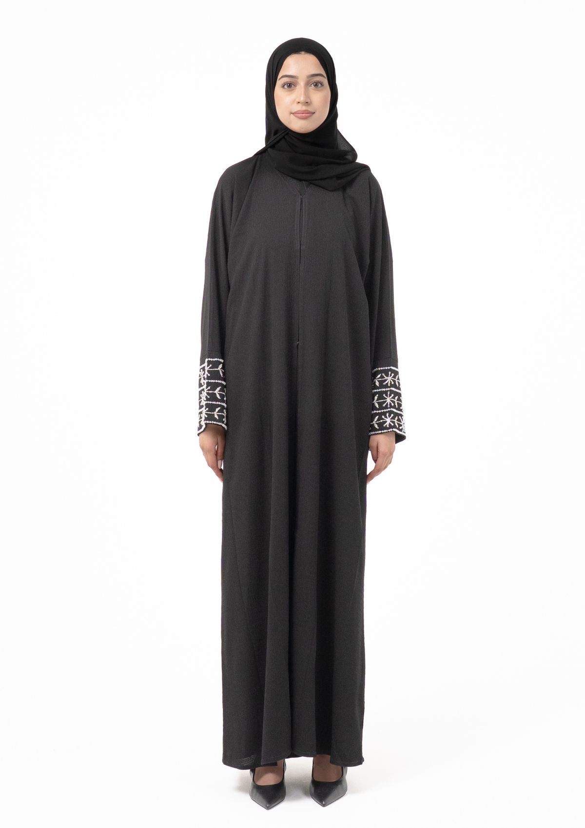 Foncé Black Buttoned Abaya
