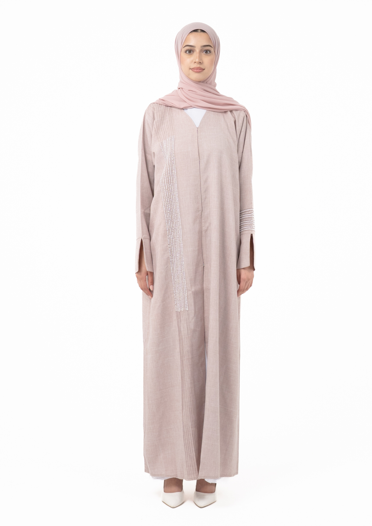Cherie Pink Abstract Buttoned Abaya