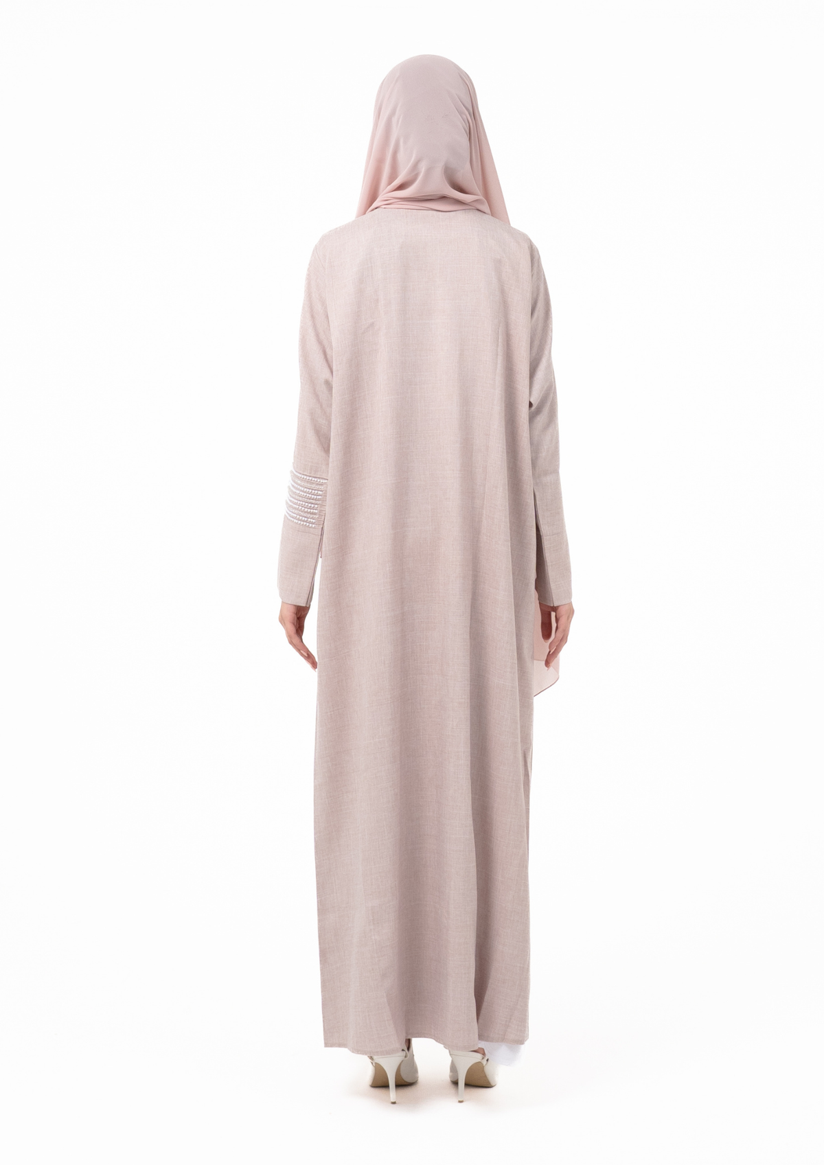Cherie Pink Abstract Buttoned Abaya