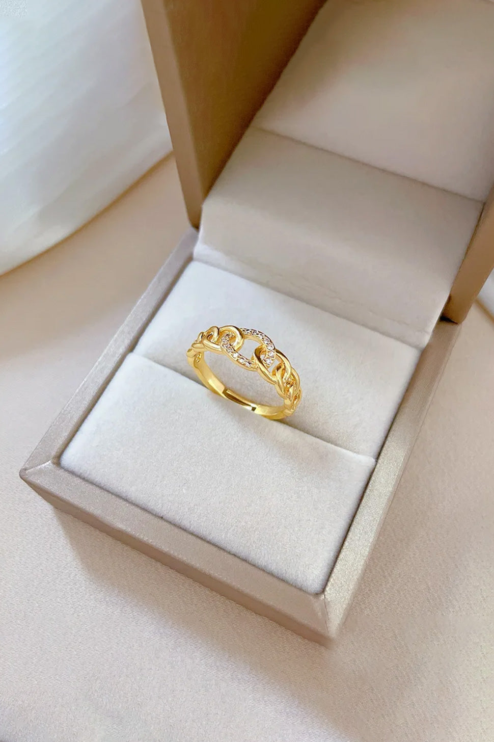 Gold Stainless Steel Link Ring  