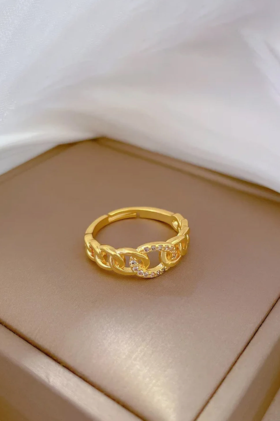 Gold Stainless Steel Link Ring  