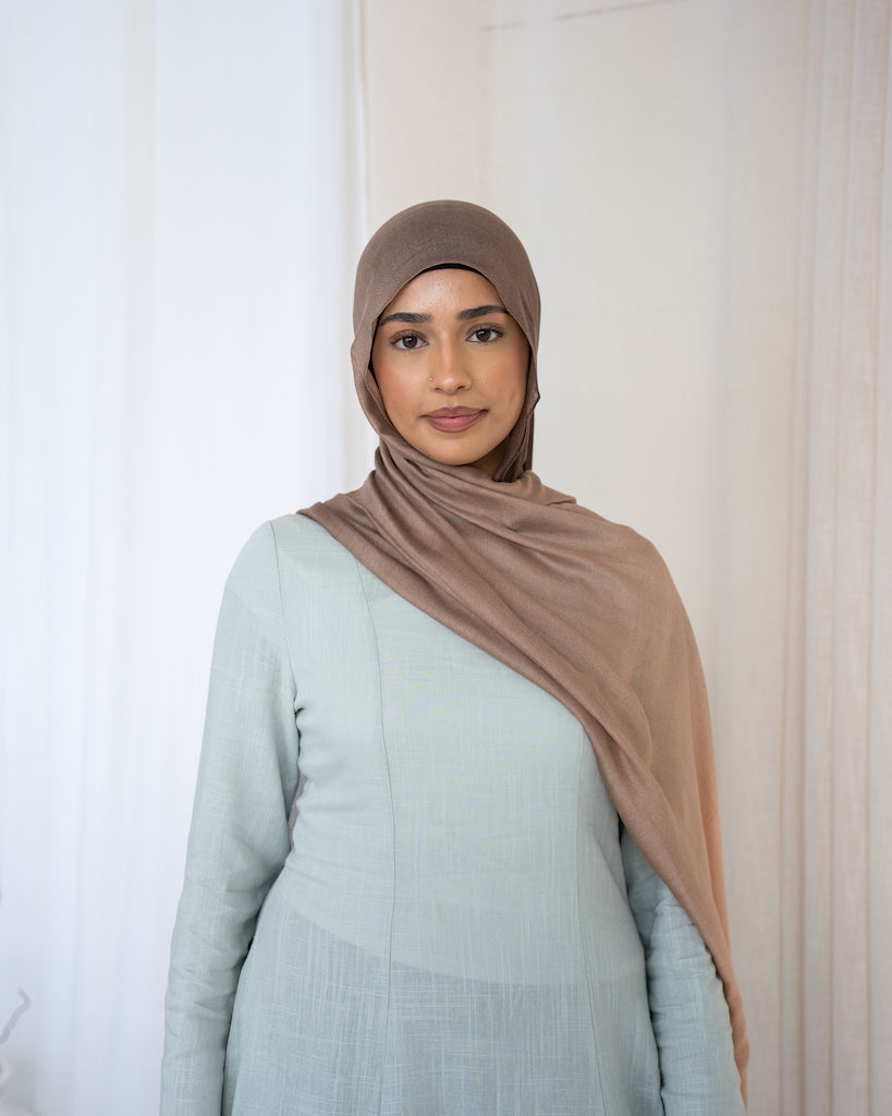 Modal 2-Tone Light Beige & Brown Hijab