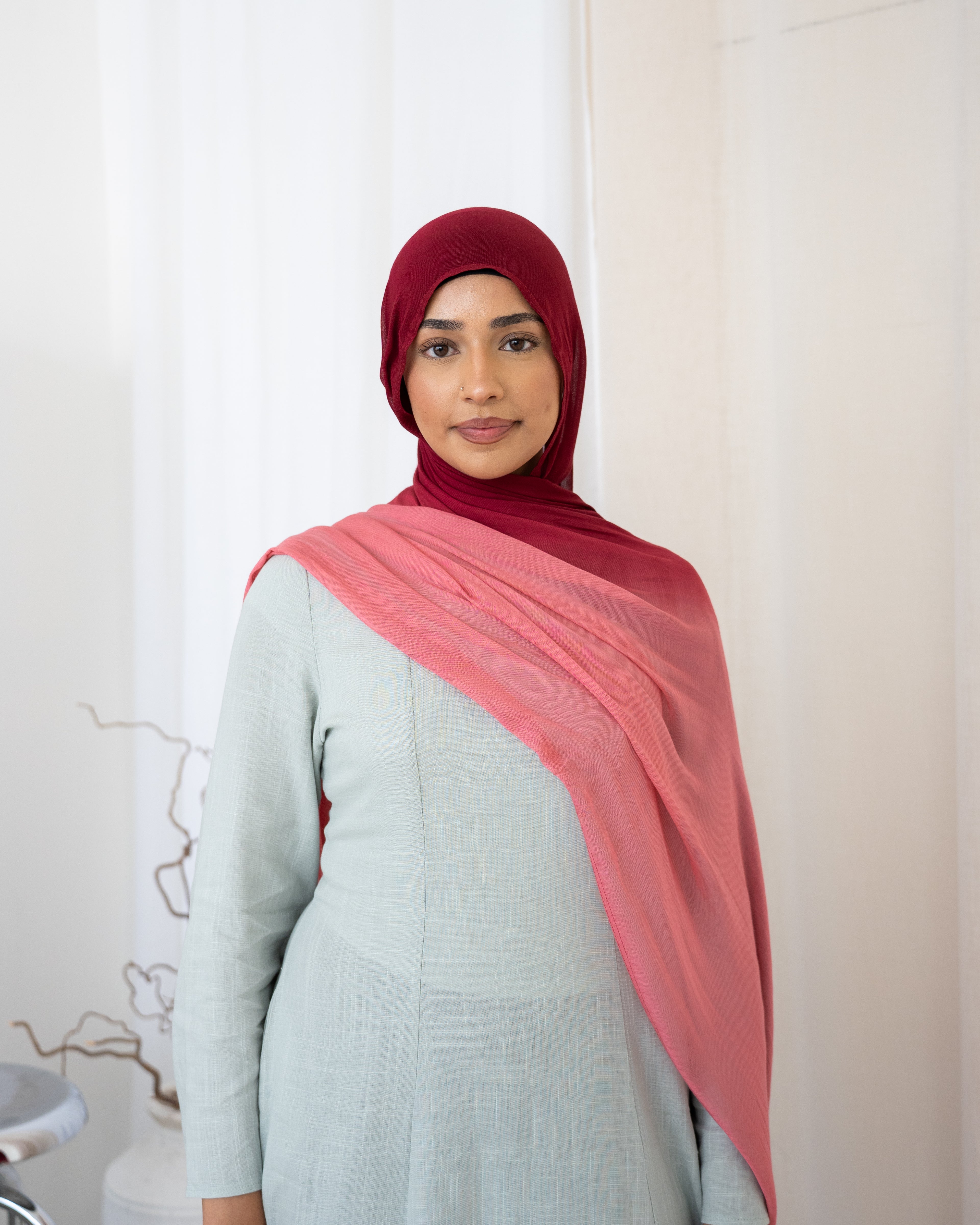 Ombre Modal Tone Hijab Cherry Rose