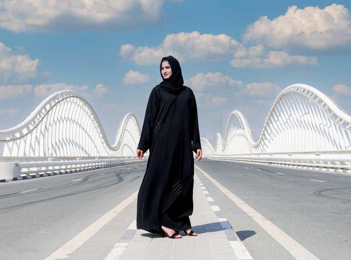 Amna-Black-Abaya, Black Abaya, Black Dress
