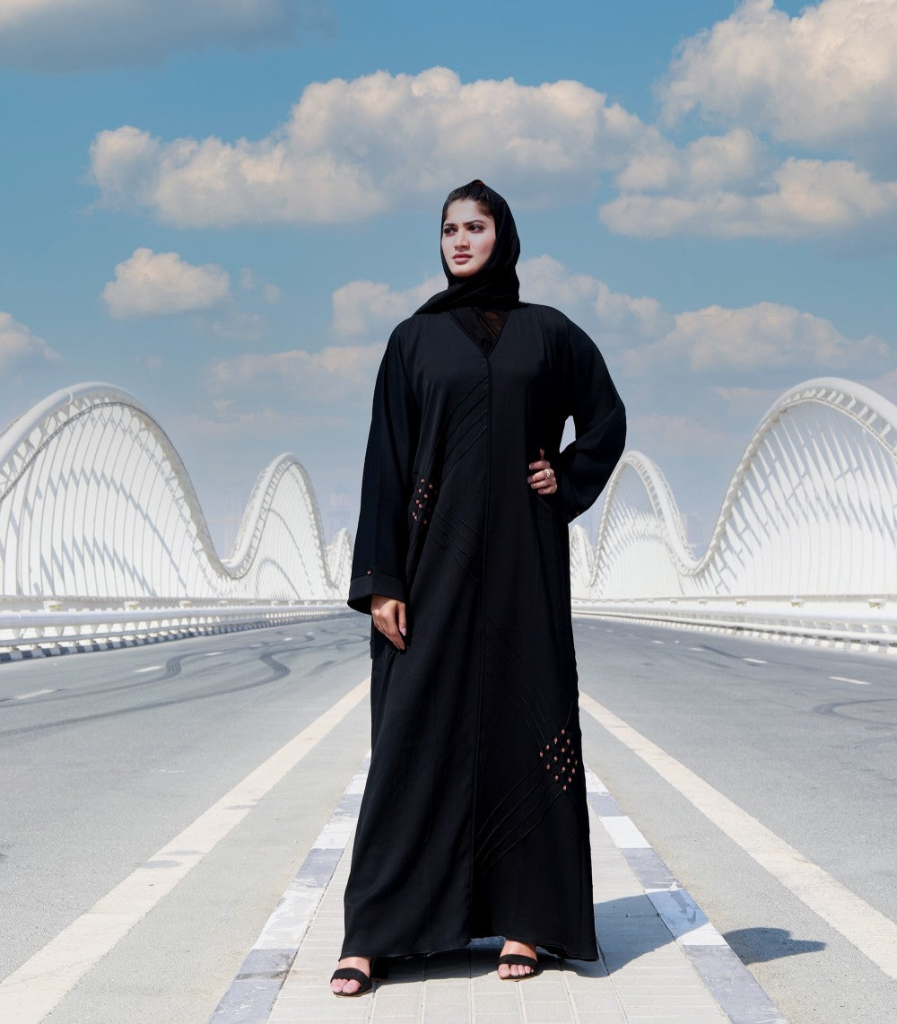 Amna-Black-Abaya, Black Abaya, Black Dress