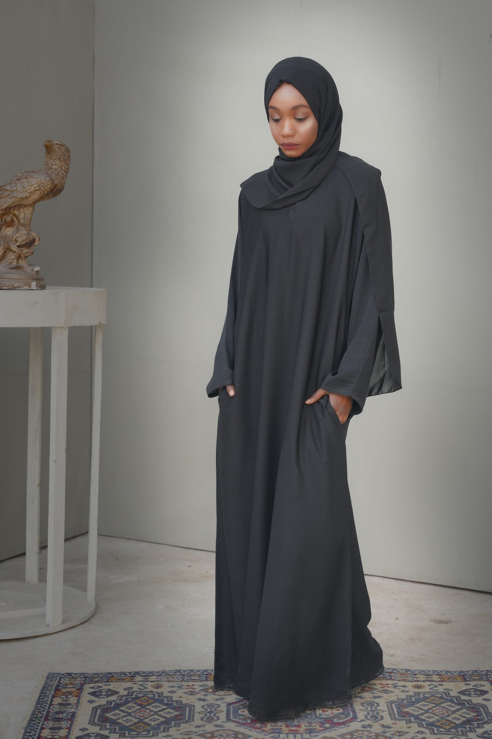 Black-Abaya-With-Pockets, Black-Abaya, Pocket-Abaya 