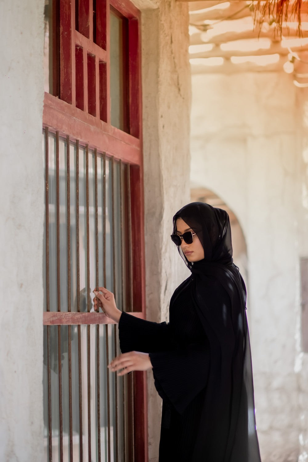 Black Crinkle Open Abaya  