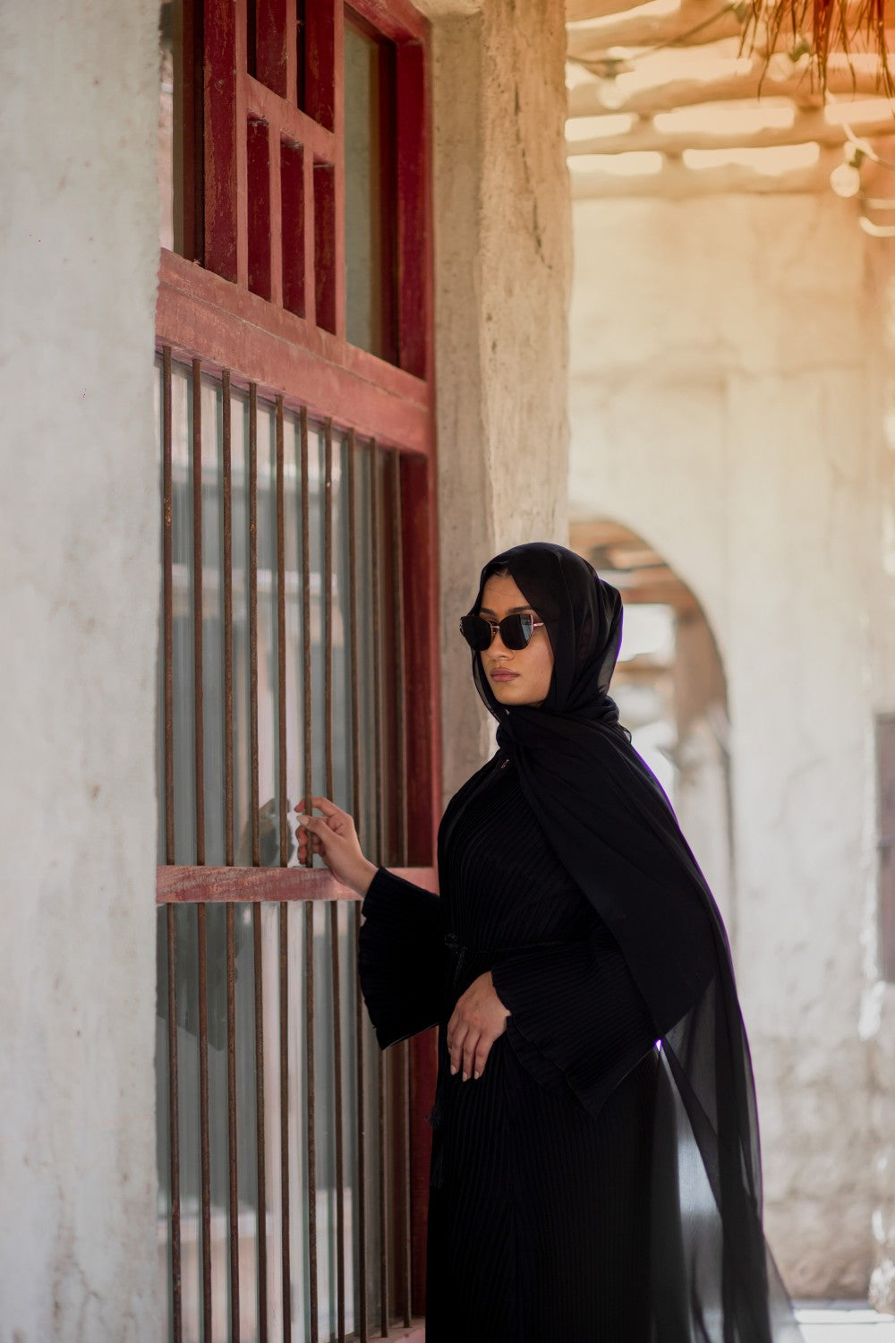 Black Crinkle Open Abaya Size 52