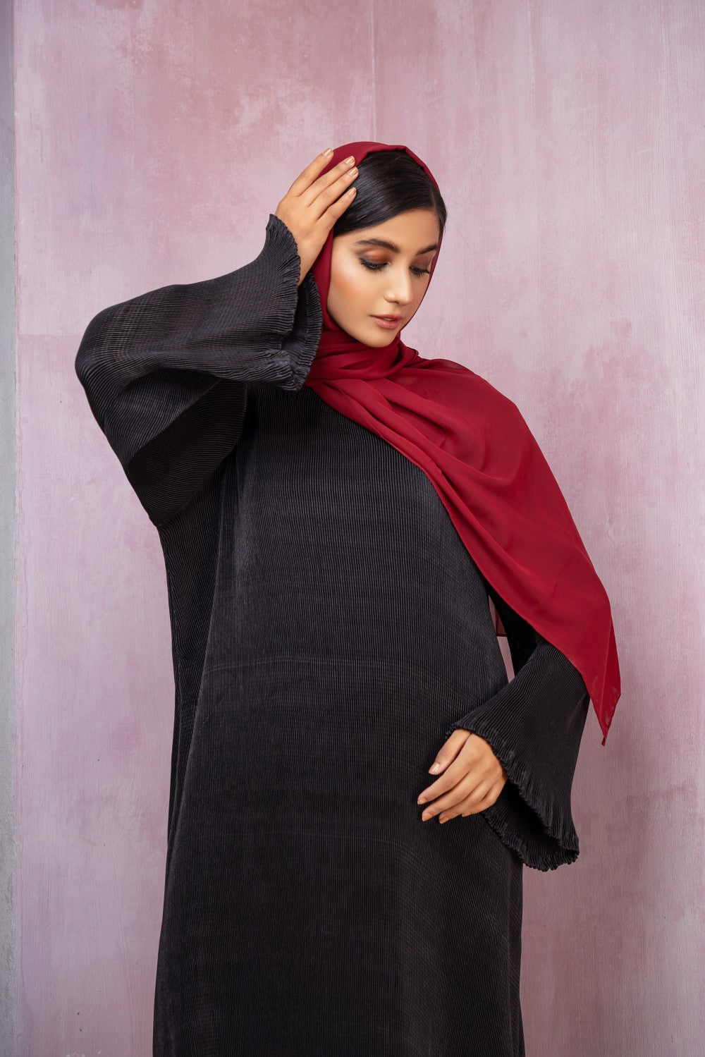 Black Crinkle Abaya  