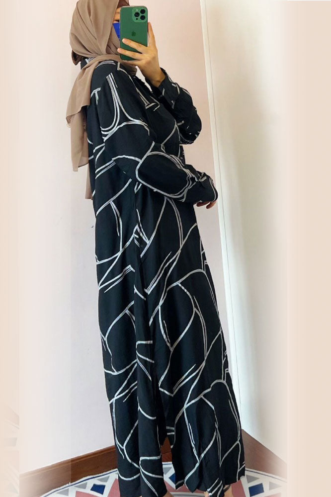Black Slit Dress,collar neck dress,polyester dress easy comfort dress,smamz formal wear