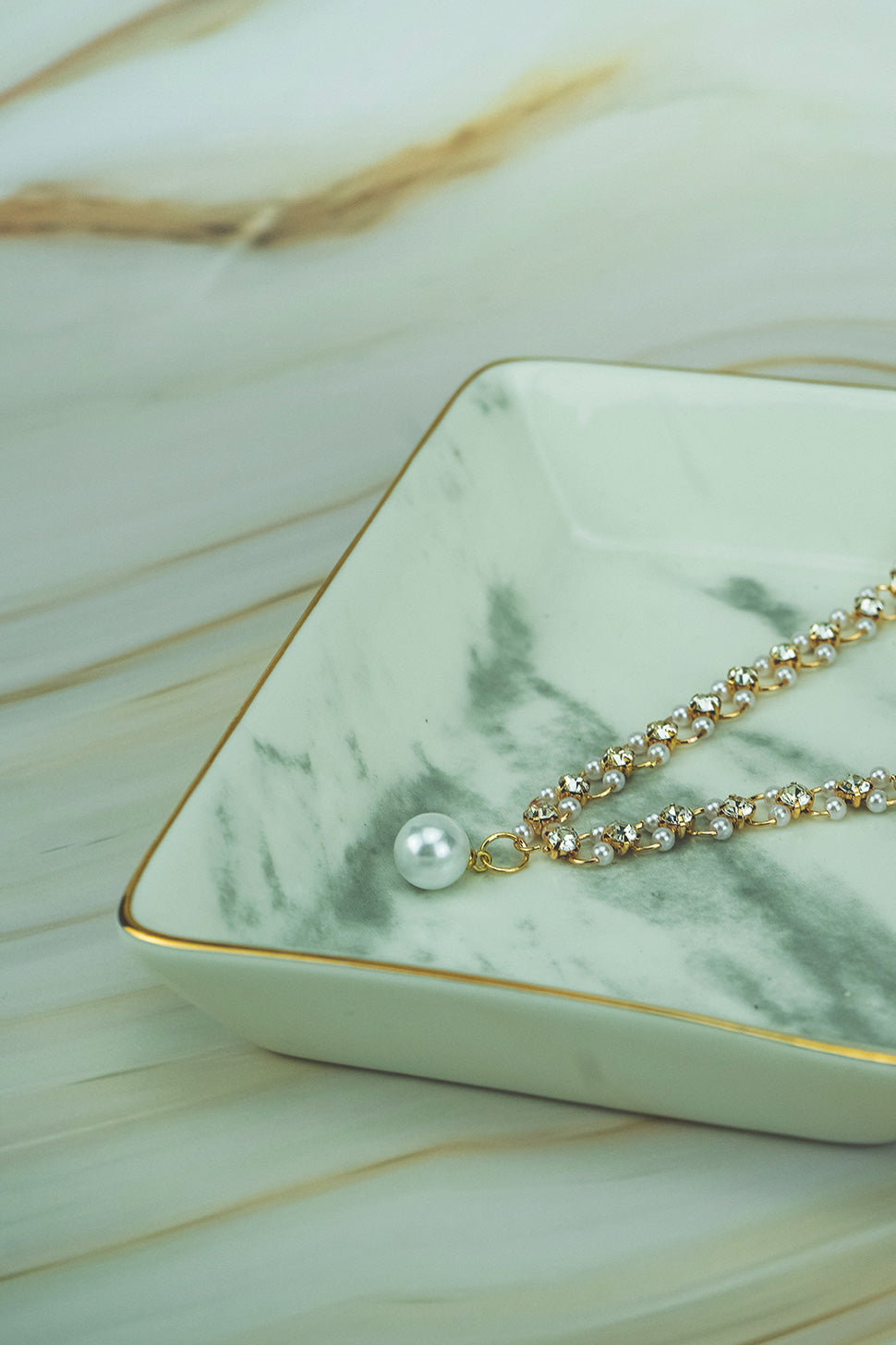 Elegant Pearl & Crystal Link Bracelet  
