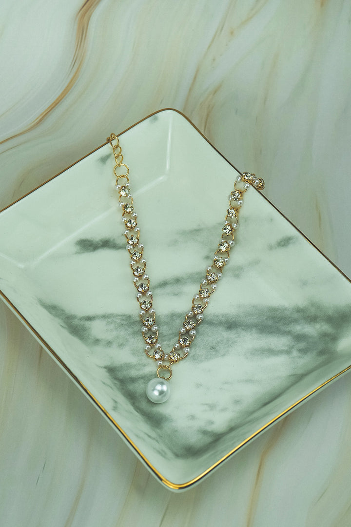 Elegant Pearl & Crystal Link Bracelet  