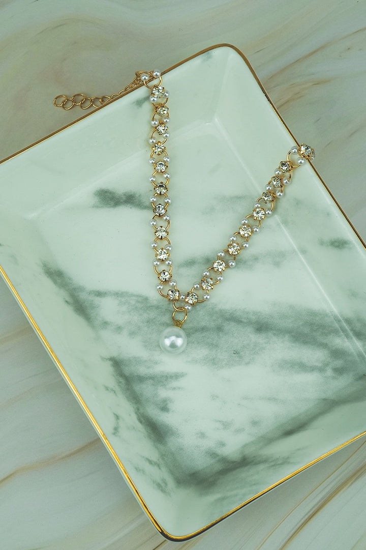 Elegant Pearl & Crystal Link Bracelet  