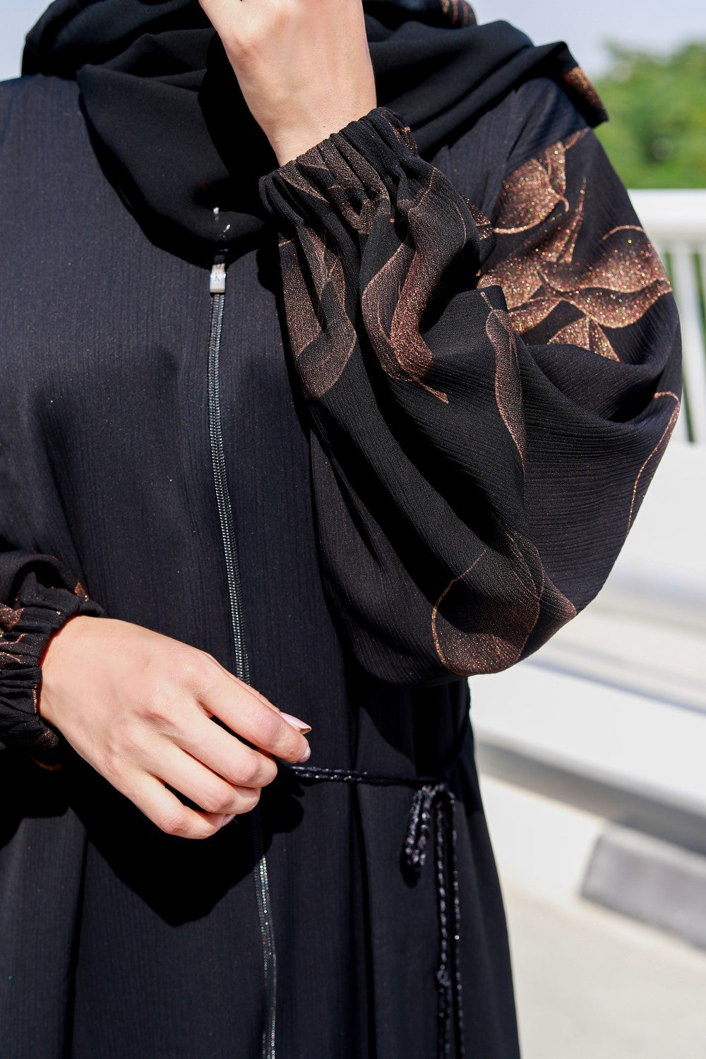 Bronze-Leaf-Abaya, Black-Abaya,Bronze-Abaya,Leaf,Abaya