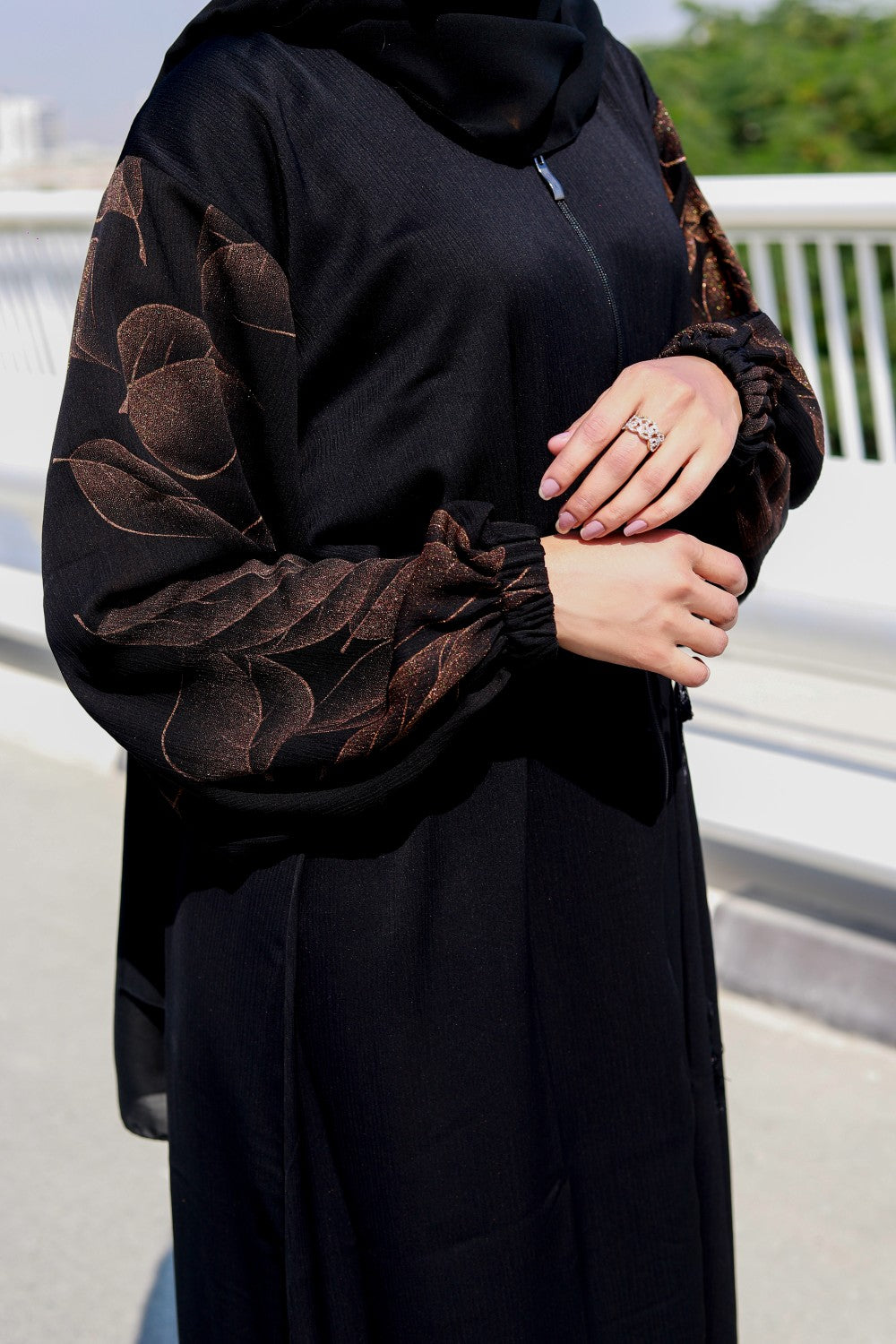 Bronze-Leaf-Abaya, Black-Abaya,Bronze-Abaya,Leaf,Abaya