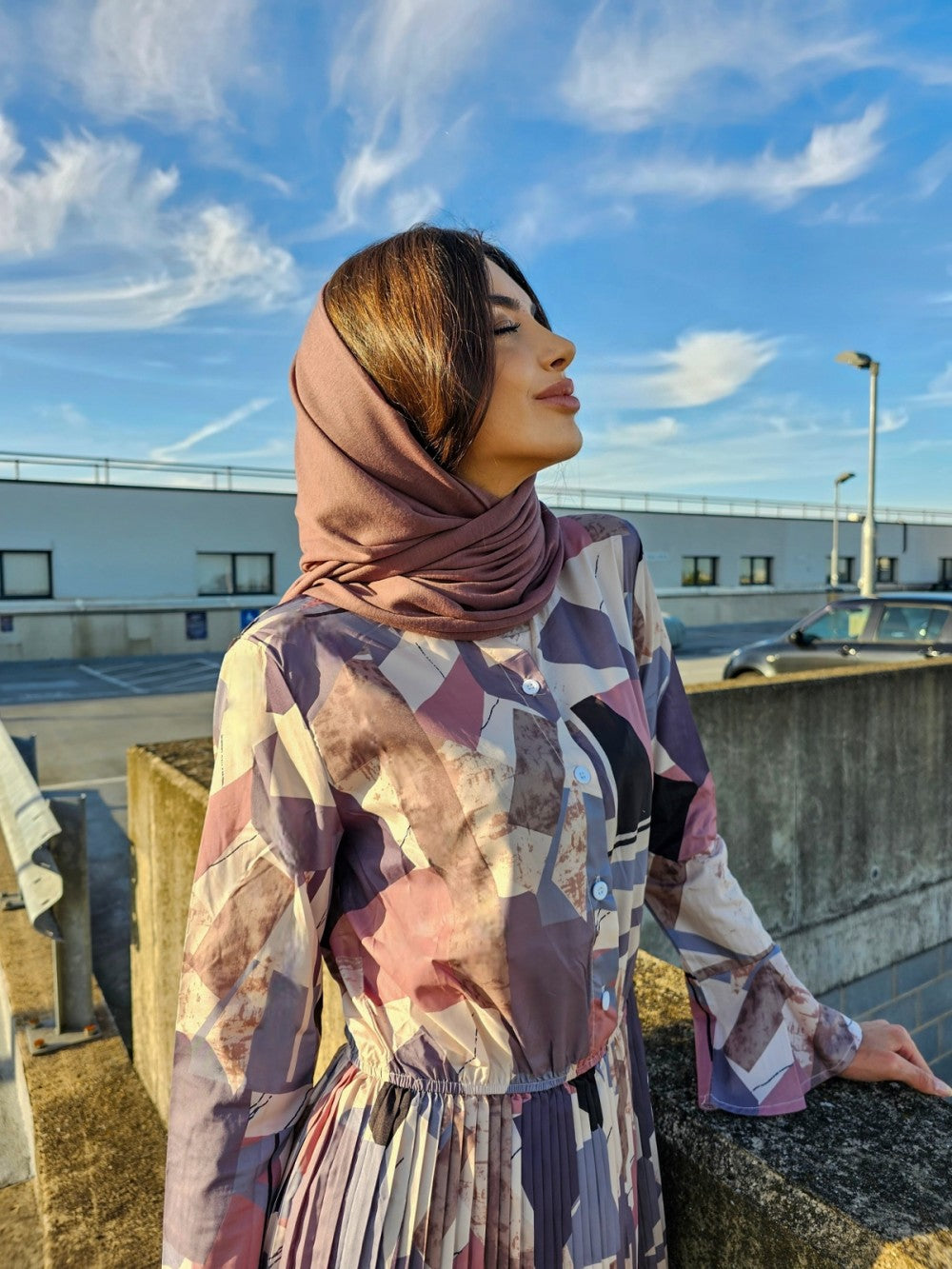 block plated dress,polyester dress,long sleeves,smamz modest formal wear