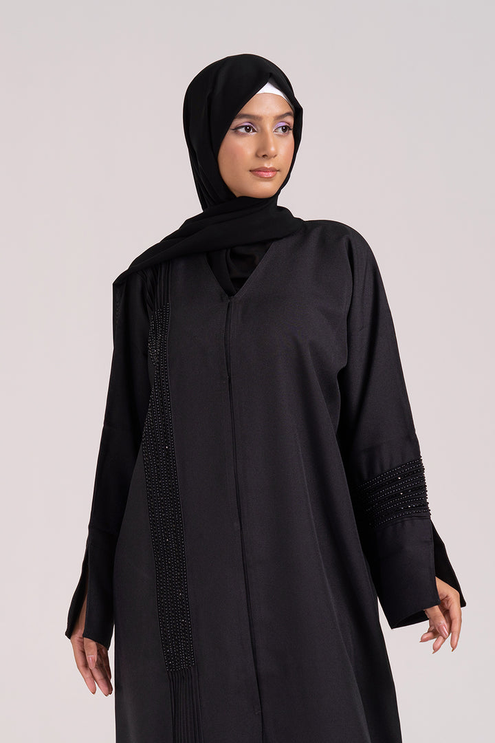 Cherie Black Abstract Buttoned Abaya