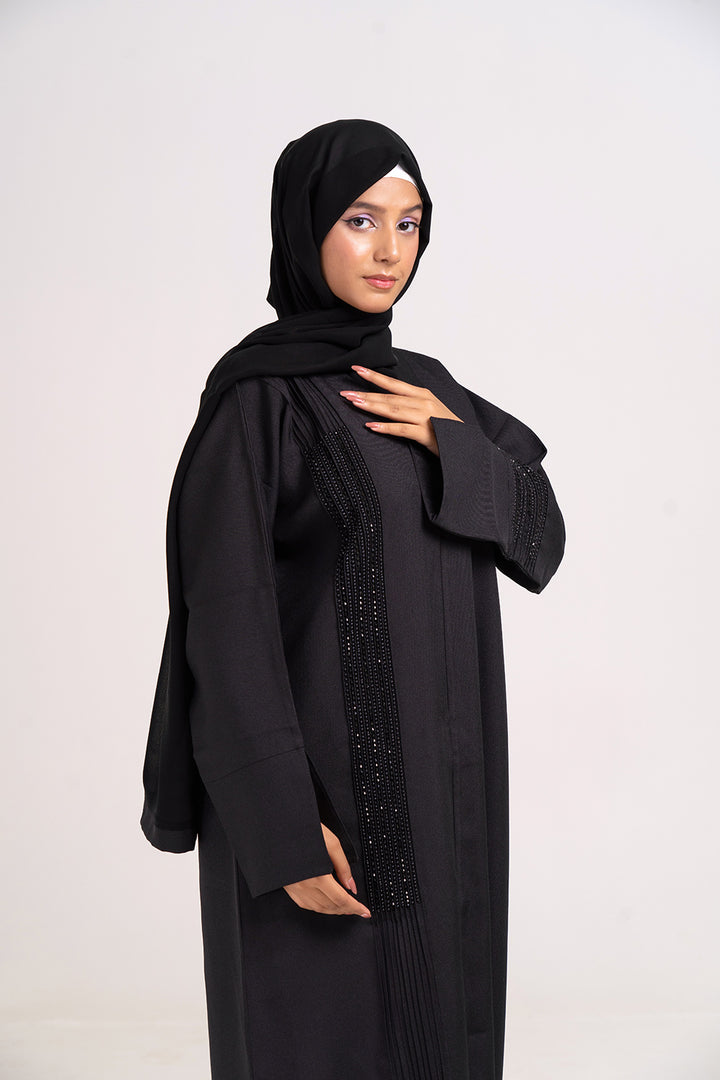 Cherie Black Abstract Buttoned Abaya