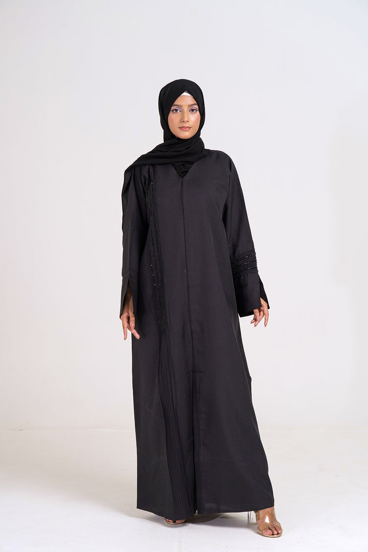 Cherie Black Abstract Buttoned Abaya