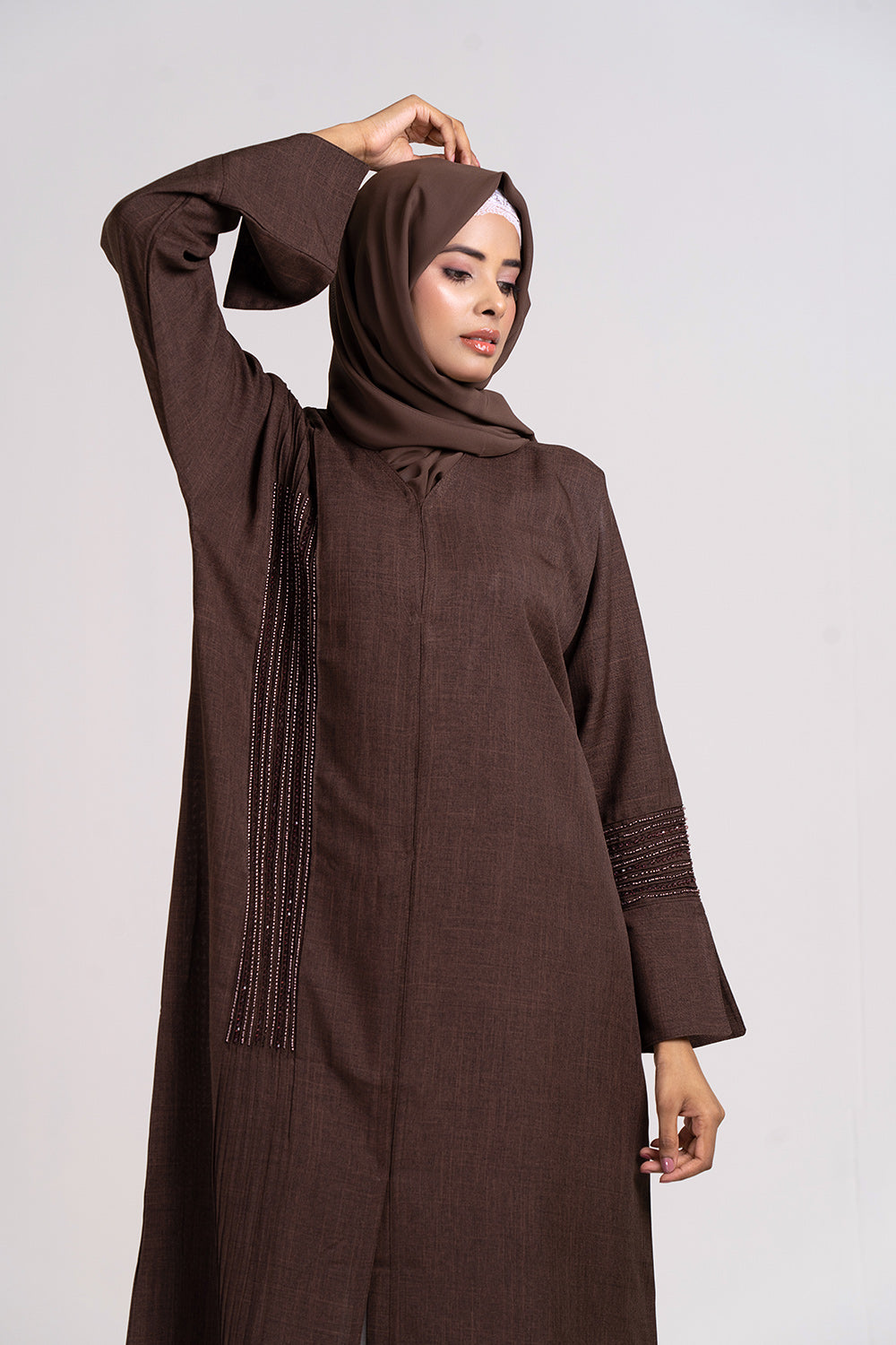 Cherie Brown Abstract Buttoned Abaya Size 52