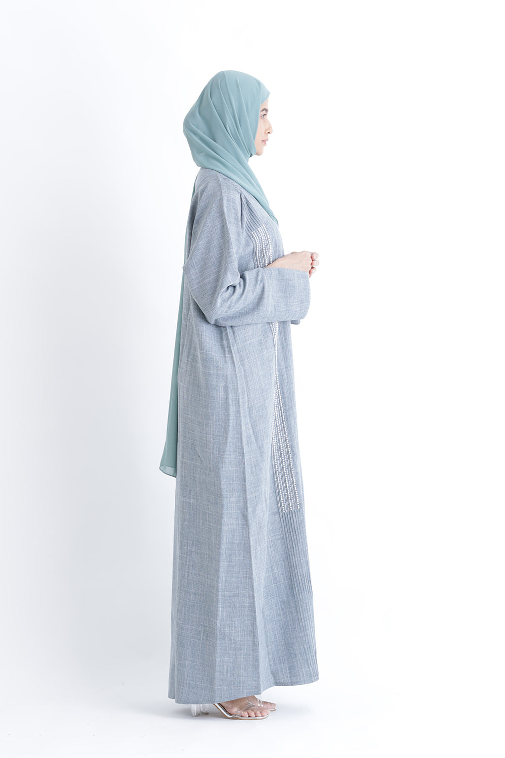 Cherie Grey Abstract Buttoned Abaya Size 58