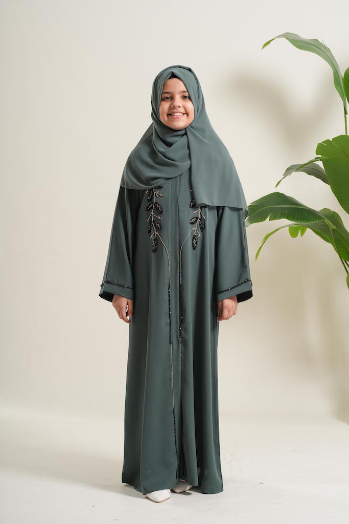Serene Forest Girls Open Abaya