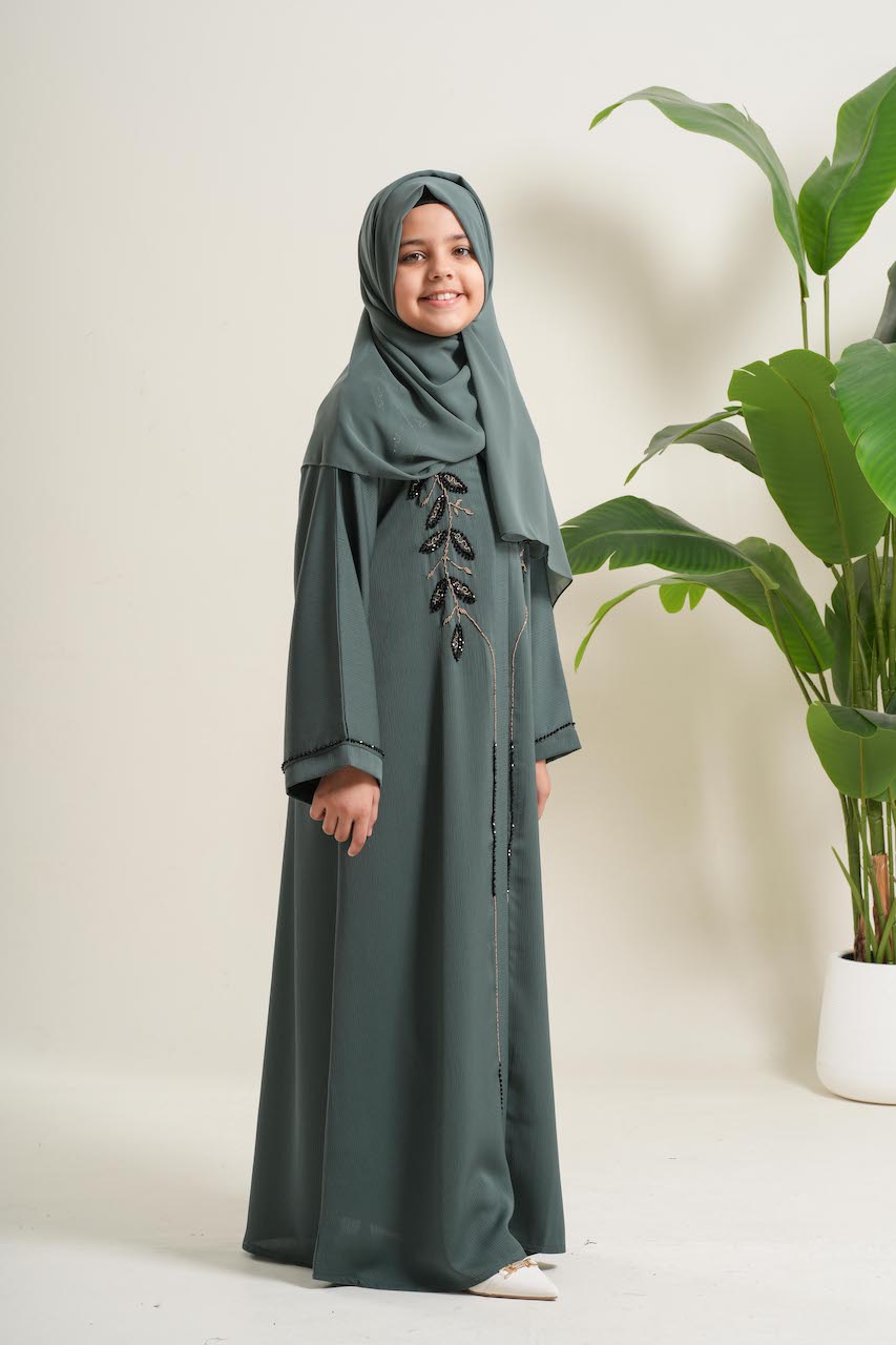 Serene Forest Girls Open Abaya