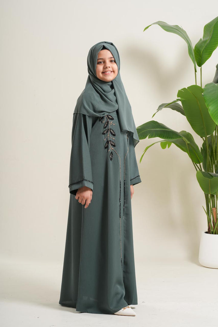 Serene Forest Girls Open Abaya