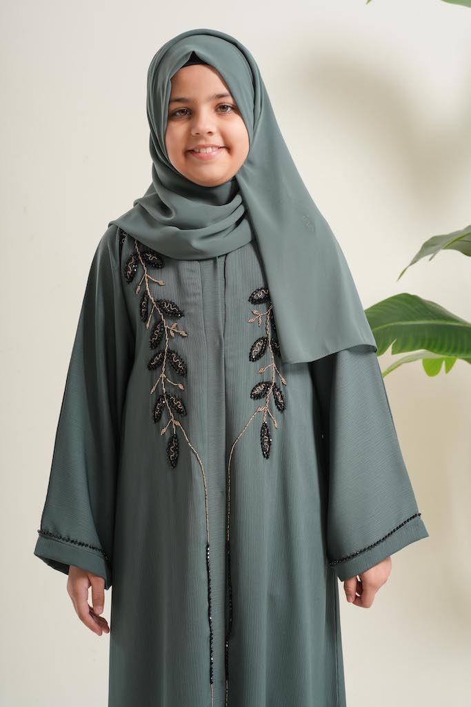 Serene Forest Girls Open Abaya