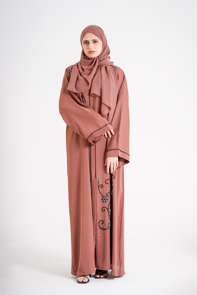 New Mocha Beaded Abaya