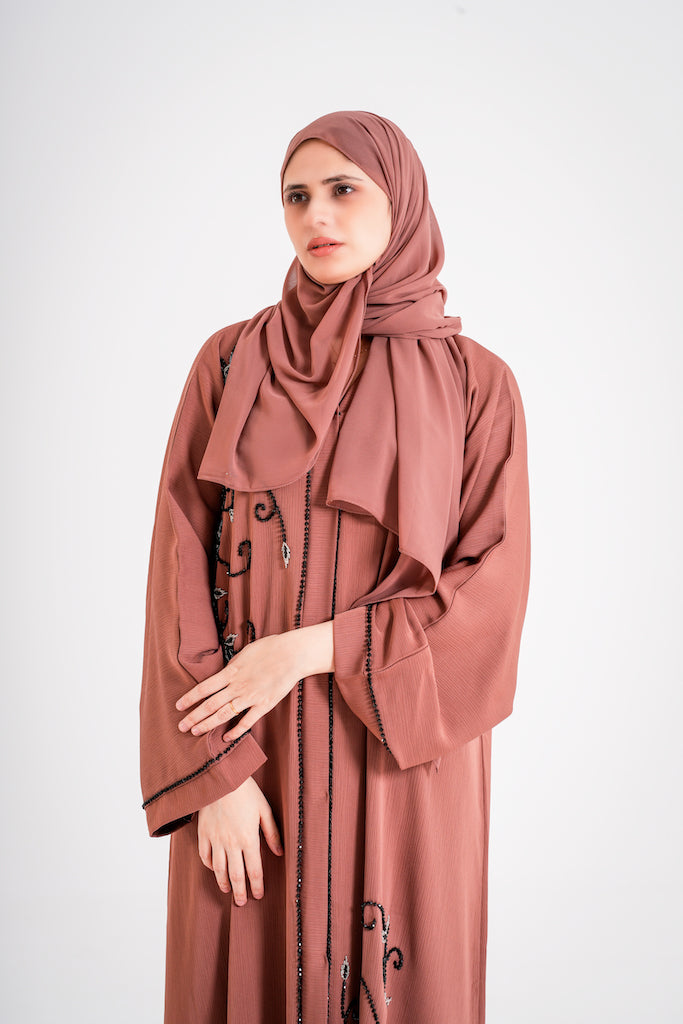 New Mocha Beaded Abaya