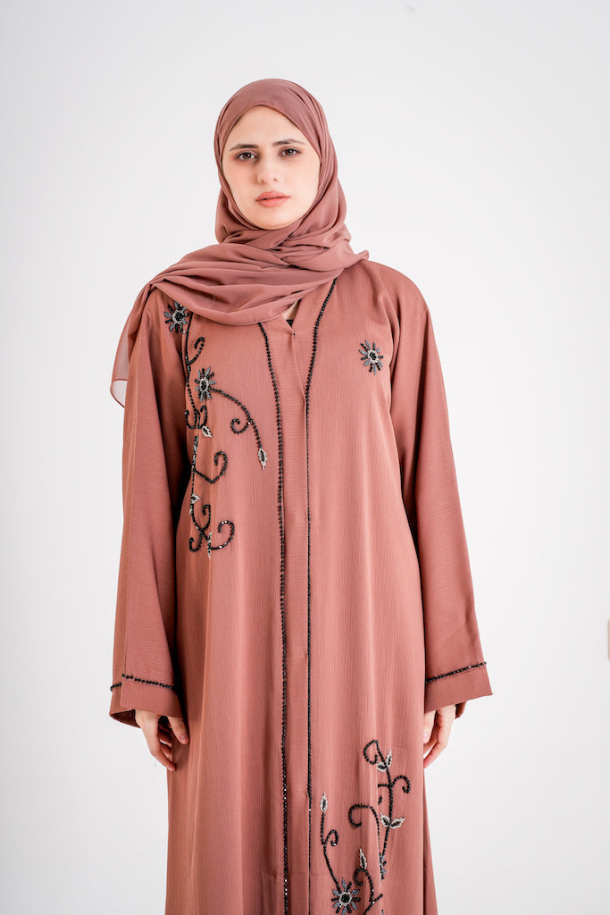 New Mocha Beaded Abaya