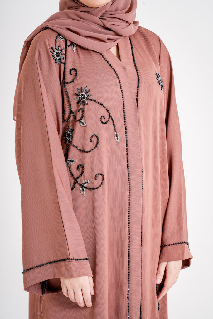 New Mocha Beaded Abaya