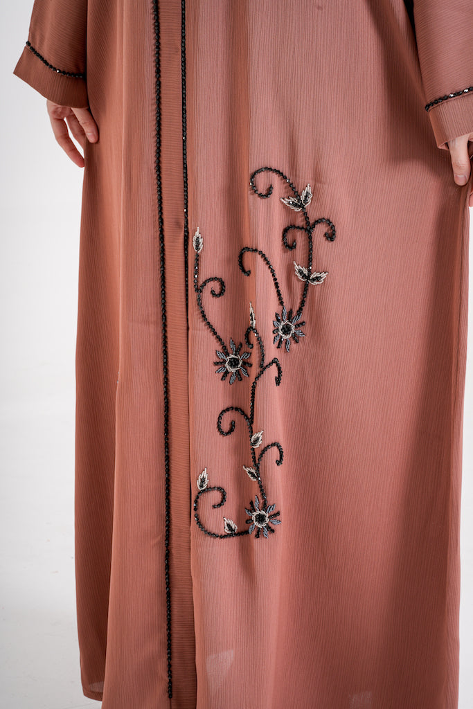 New Mocha Beaded Abaya