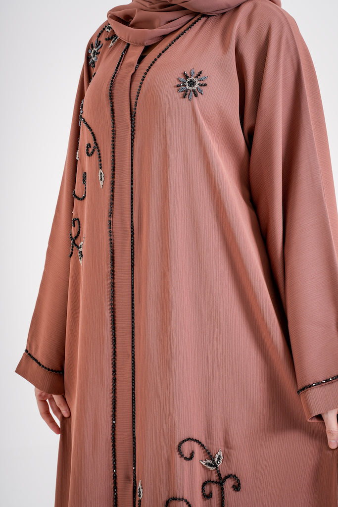 New Mocha Beaded Abaya