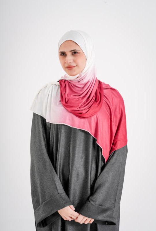 Two-Tone Maroon & White Jersey Hijab