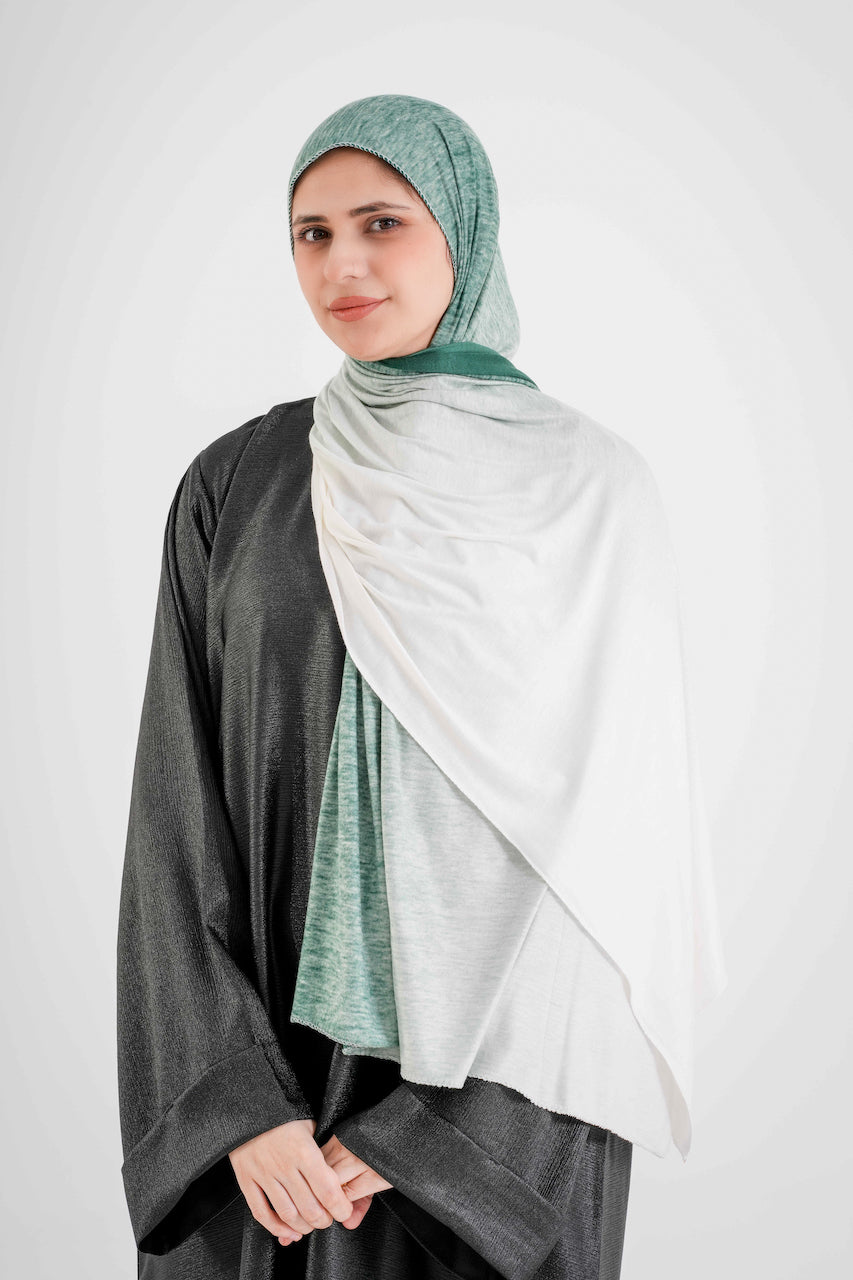 Jersey Hijabs Two-Tone Green & White