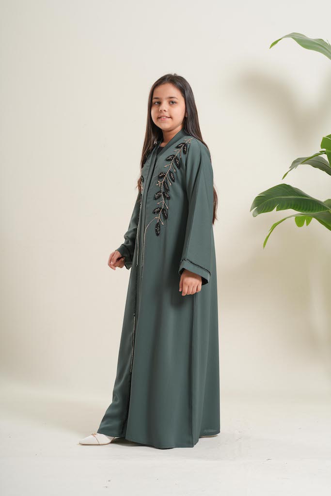 Serene Forest Girls Open Abaya