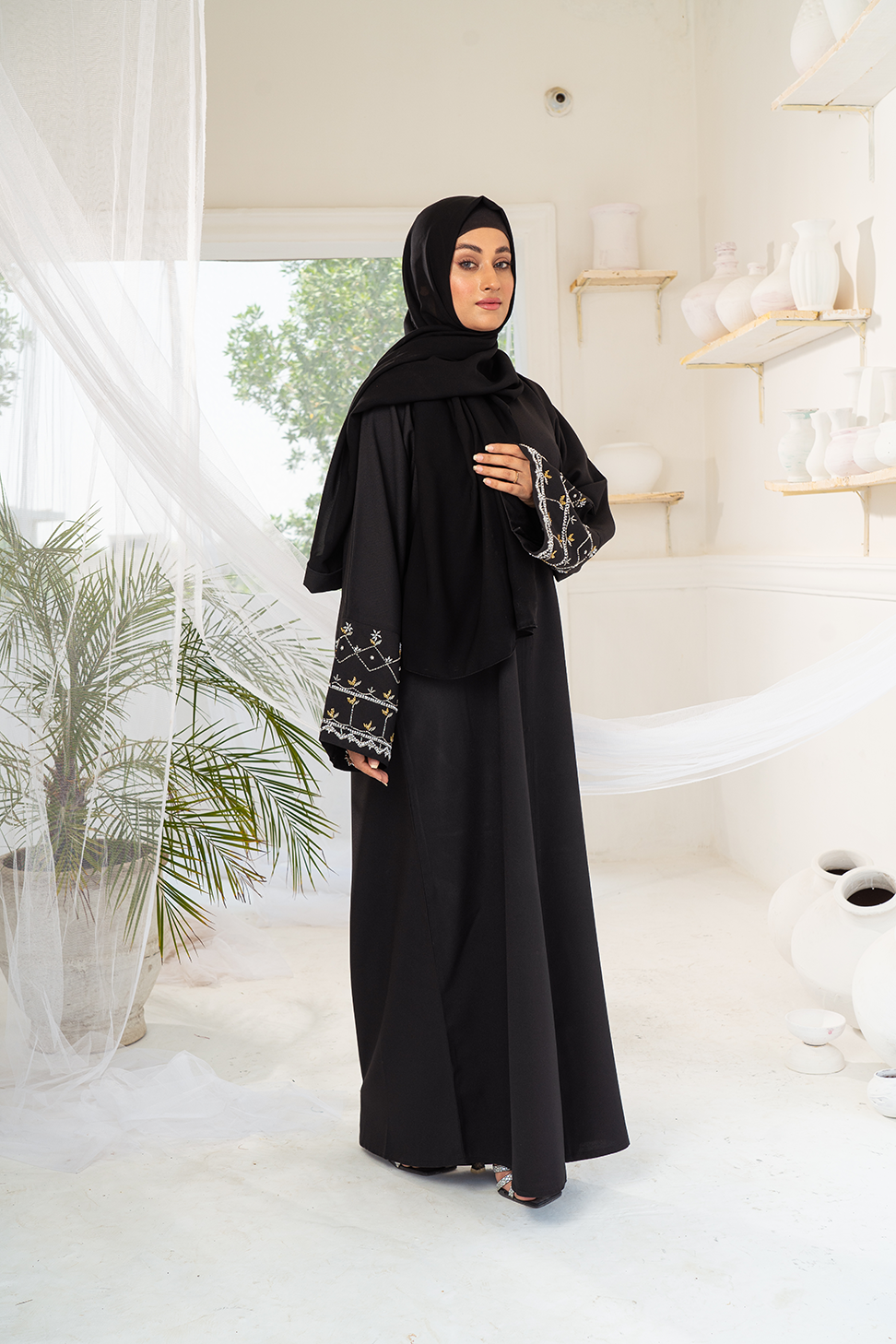 Arabesque Black Buttoned Abaya Size 54