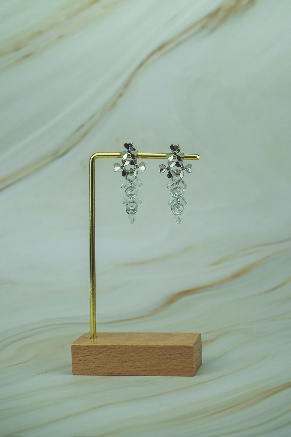 Silver Crystal Tassel Earrings  