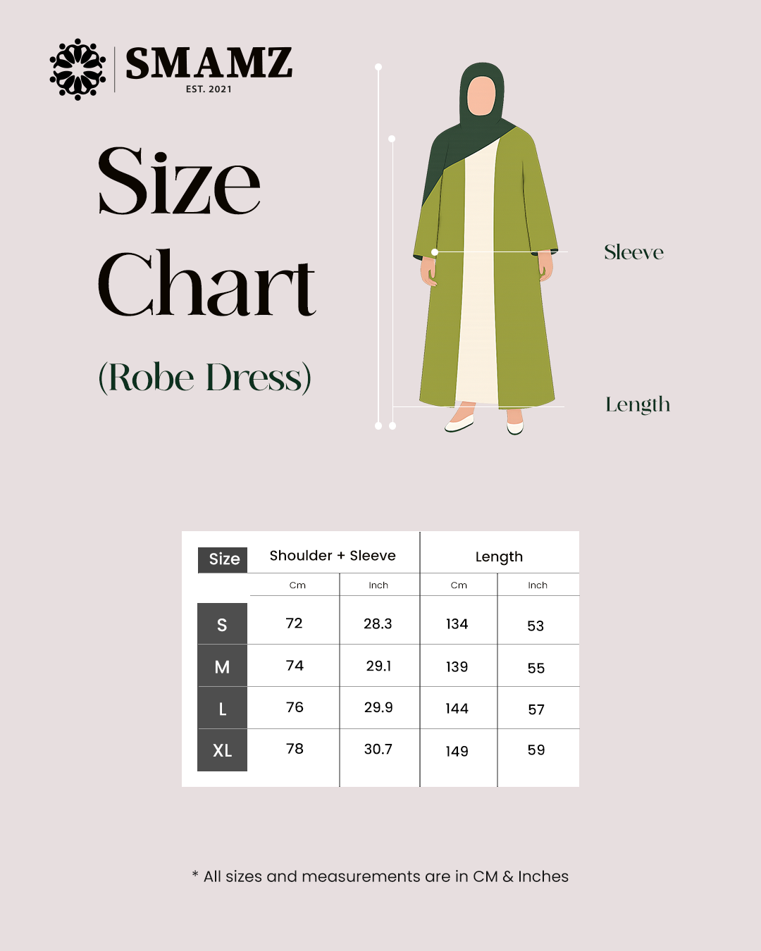 Eden Edge Open Robe — size chart