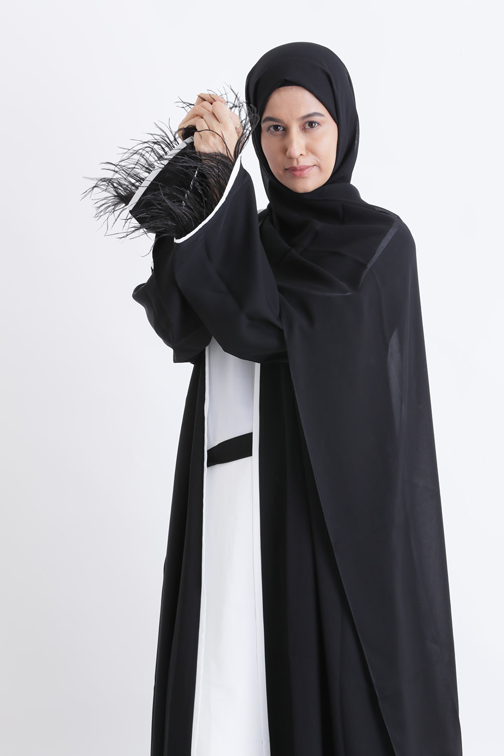 Feather Kimono Deluxe 3 Piece Abaya Size 56