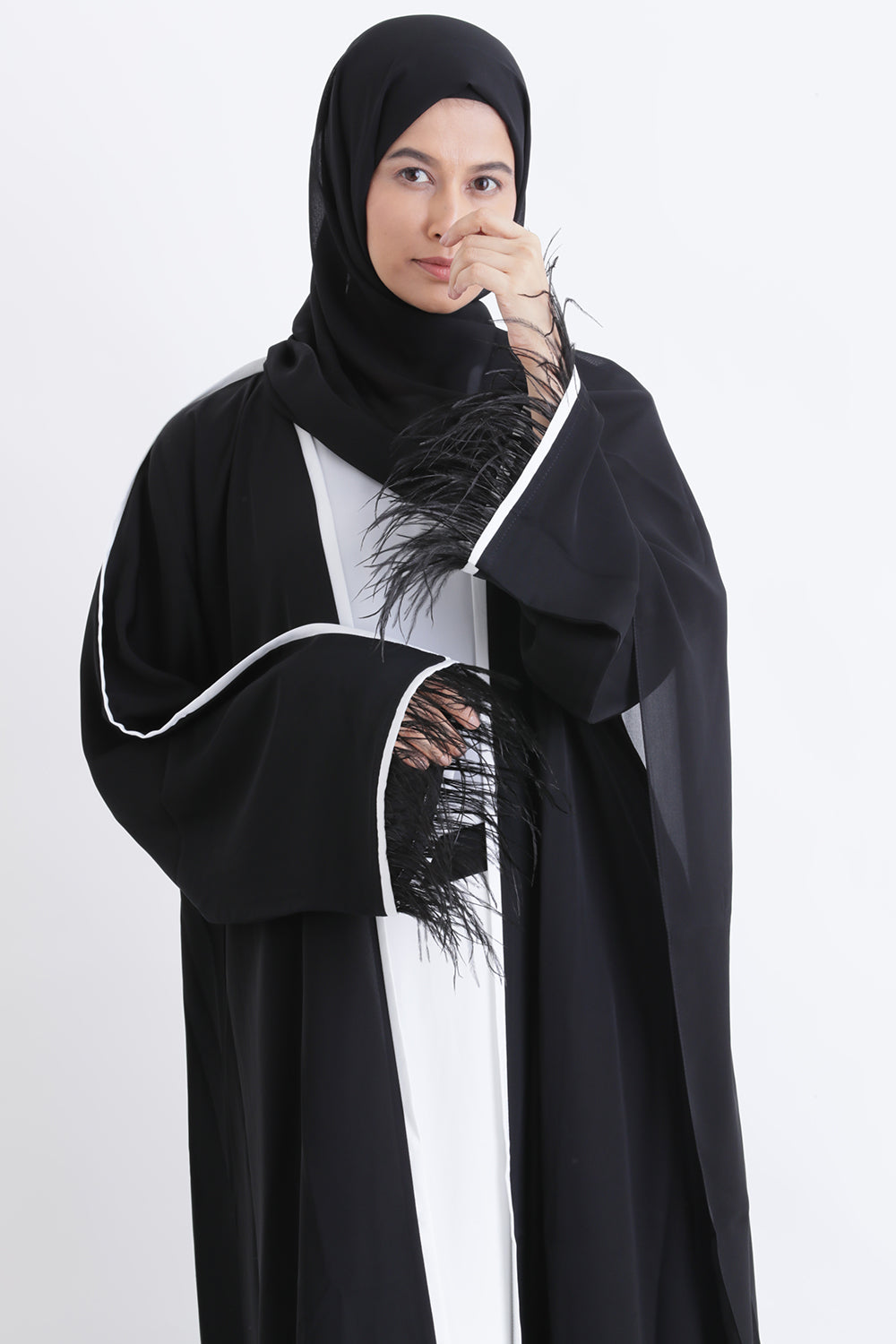 Feather Kimono Deluxe 3 Piece Abaya Size 52