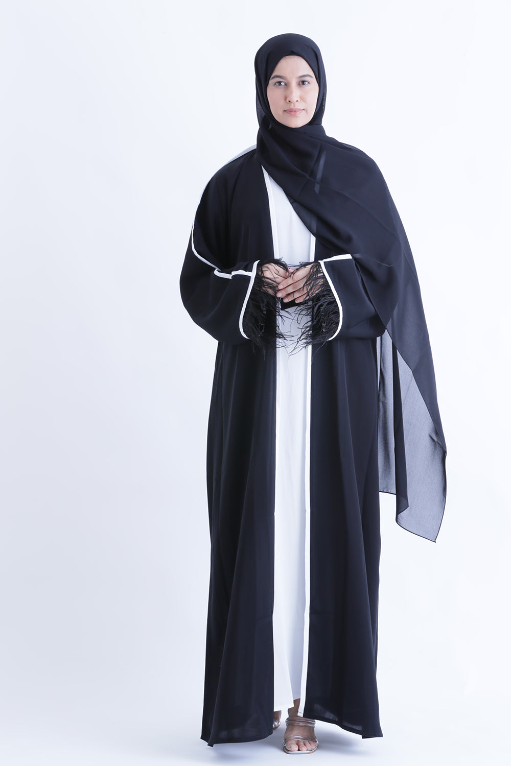 Feather Kimono Deluxe 3 Piece Abaya Size 58