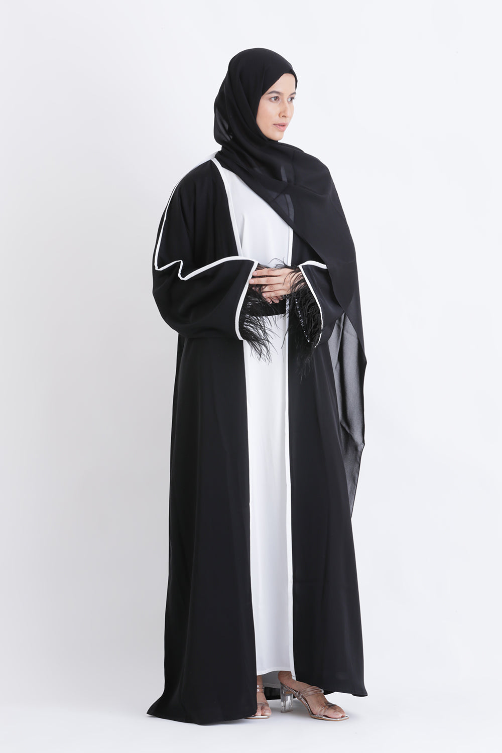 Feather Kimono Deluxe 3 Piece Abaya Size 54