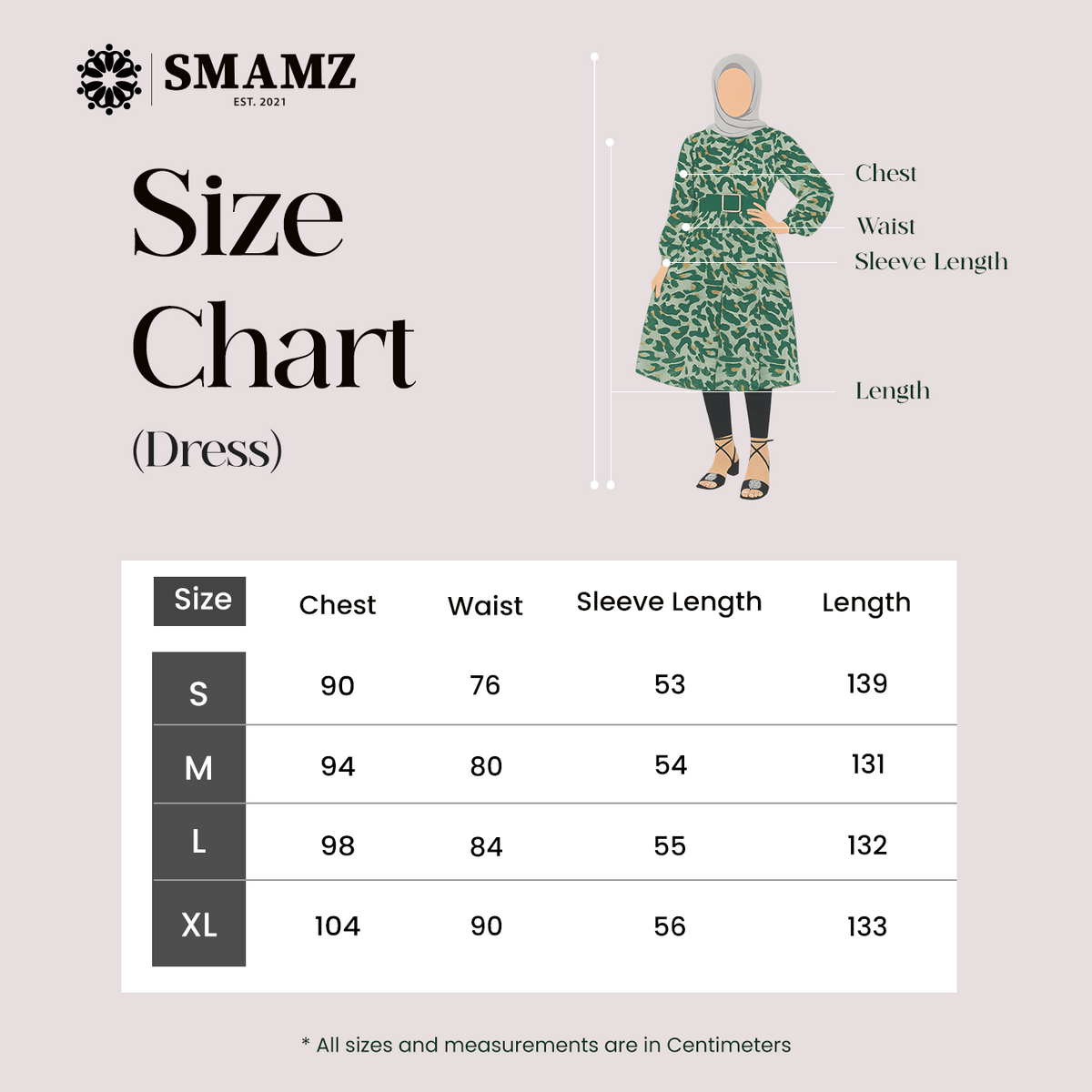 Eterna Summer Floral Dress — size chart