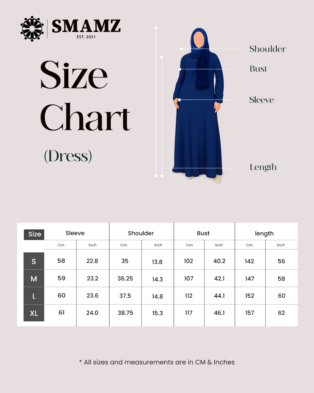 Flow Linen Dress — size chart