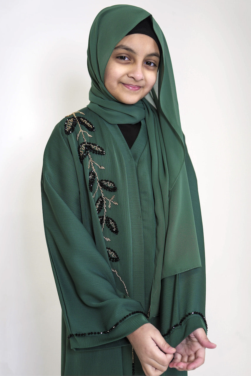 Serene Forest Girls Open Abaya