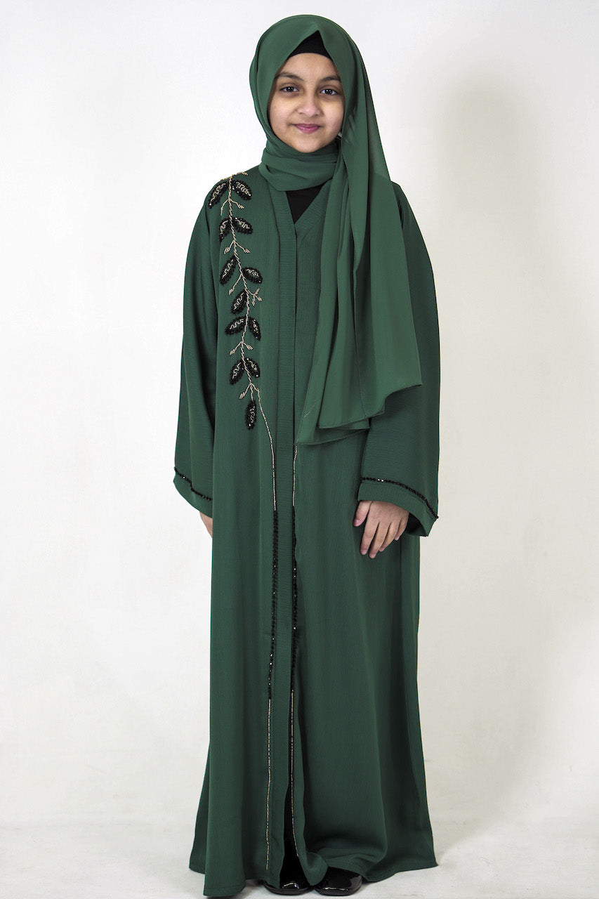 Serene Forest Girls Open Abaya