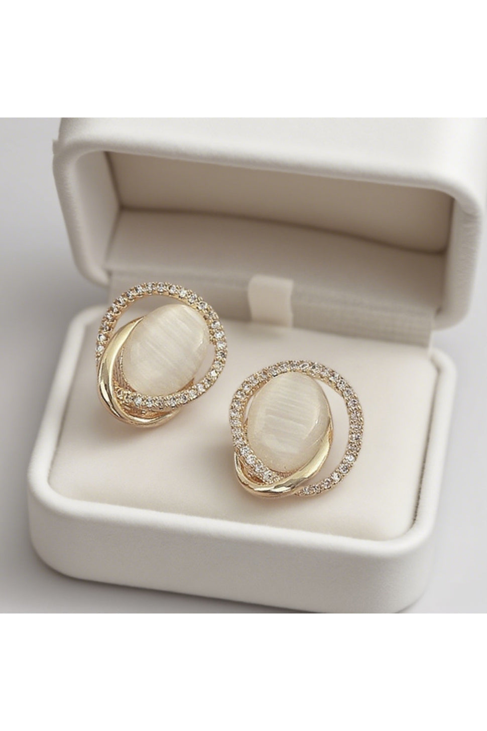 Gold-Plated Cat’s Eye Stud Earrings  